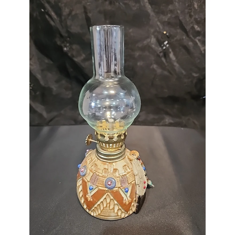 Vtg. Handmade Miniature Pottery Oil Lamp, Artist Signed, 7.5